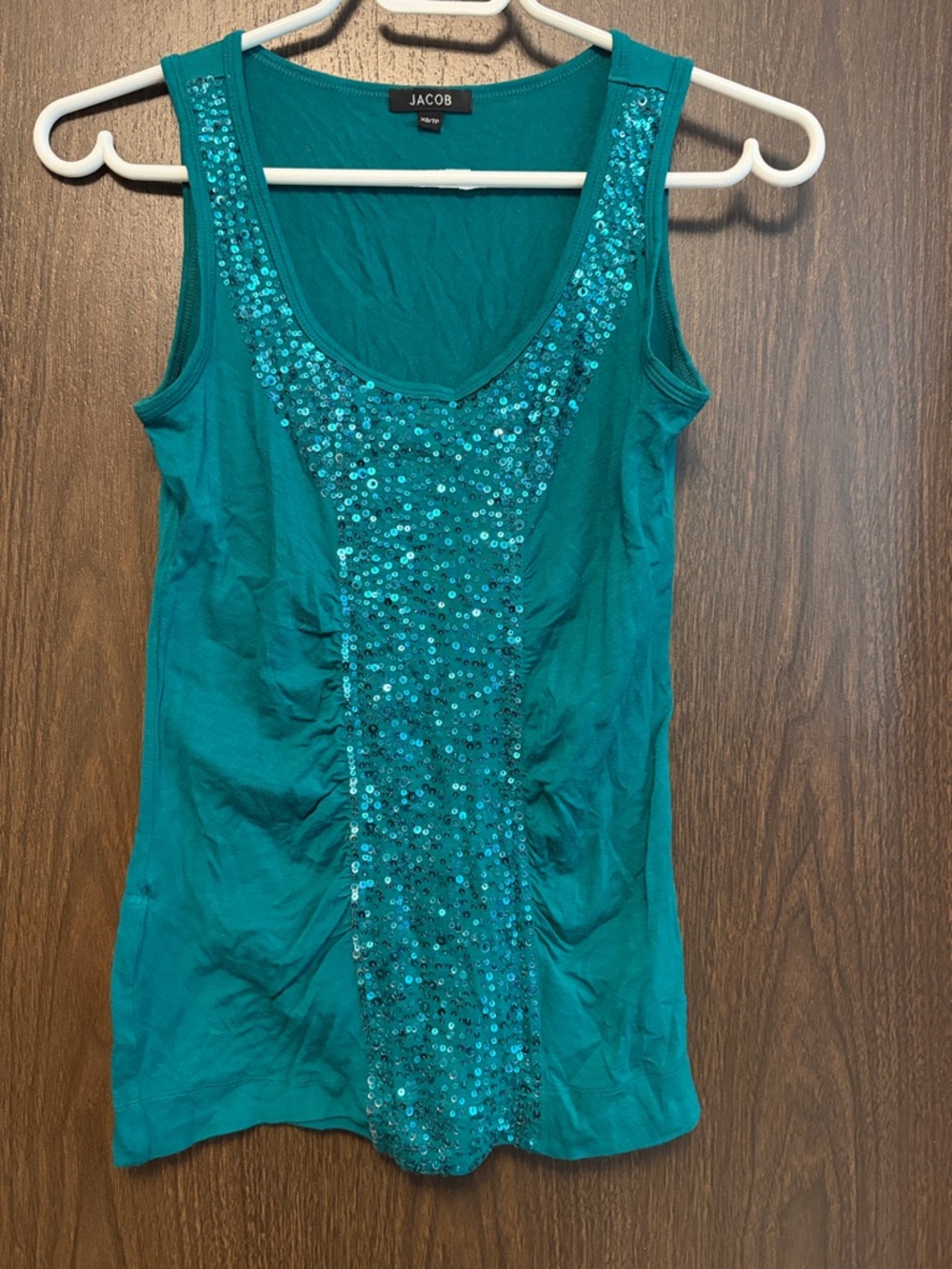 Jacob emerald green Sequin Scoop Neck Tank